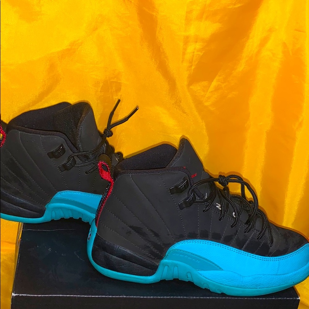 Jordan 12 black and turquoise